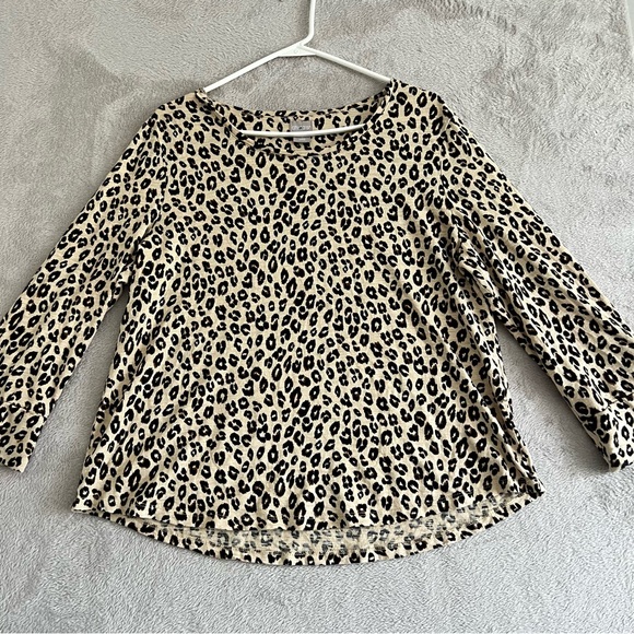 Chico's‎ Top Blouse Women's size 2 US Large Animal Leopard Print MobWife Boho - Picture 1 of 9
